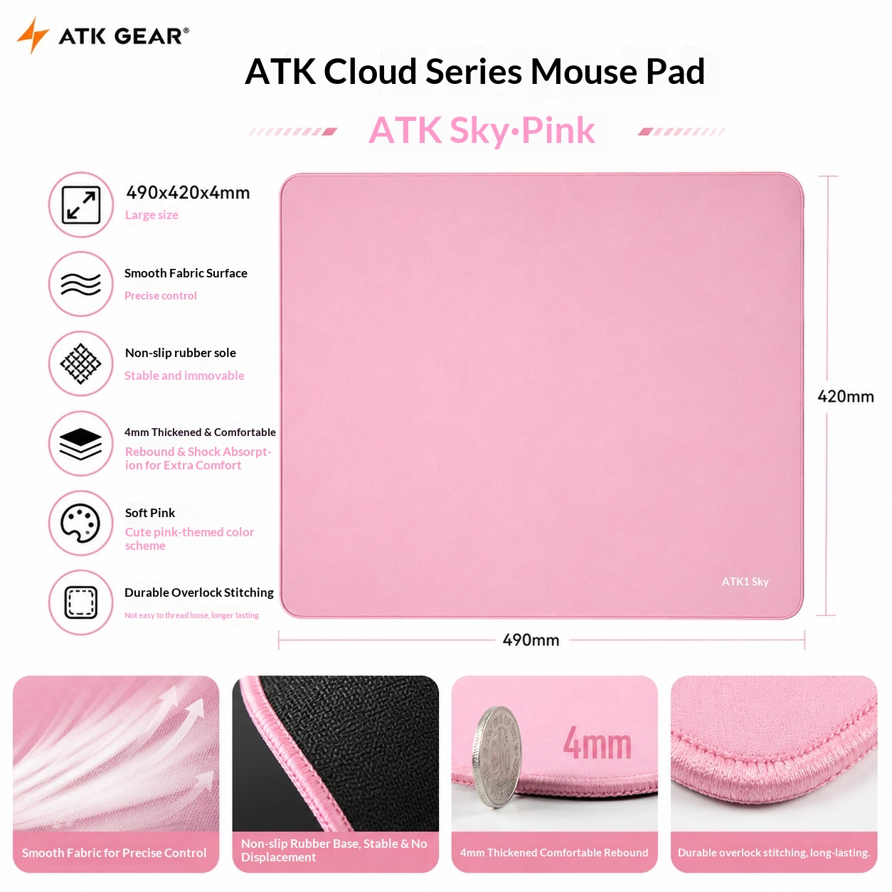 ATK Sky Pink Large Gaming Mous - Pc Gaming Pink recension och pris
